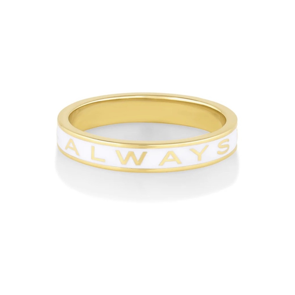 Marrow Fine jewelry 14k yellow gold white enamel size 6 always ring